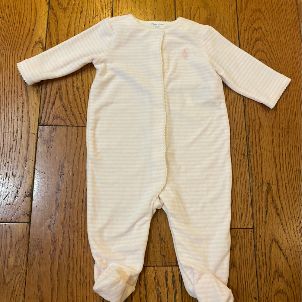 NWT Ralph Lauren Velour footie for baby girl
